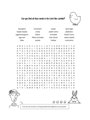 easter theme wordsearch free coloring page