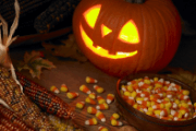 jack-o-lantern and candy corn